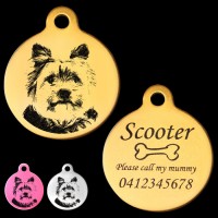 Yorkshire Terrier Engraved 31mm Large Round Pet Dog ID Tag